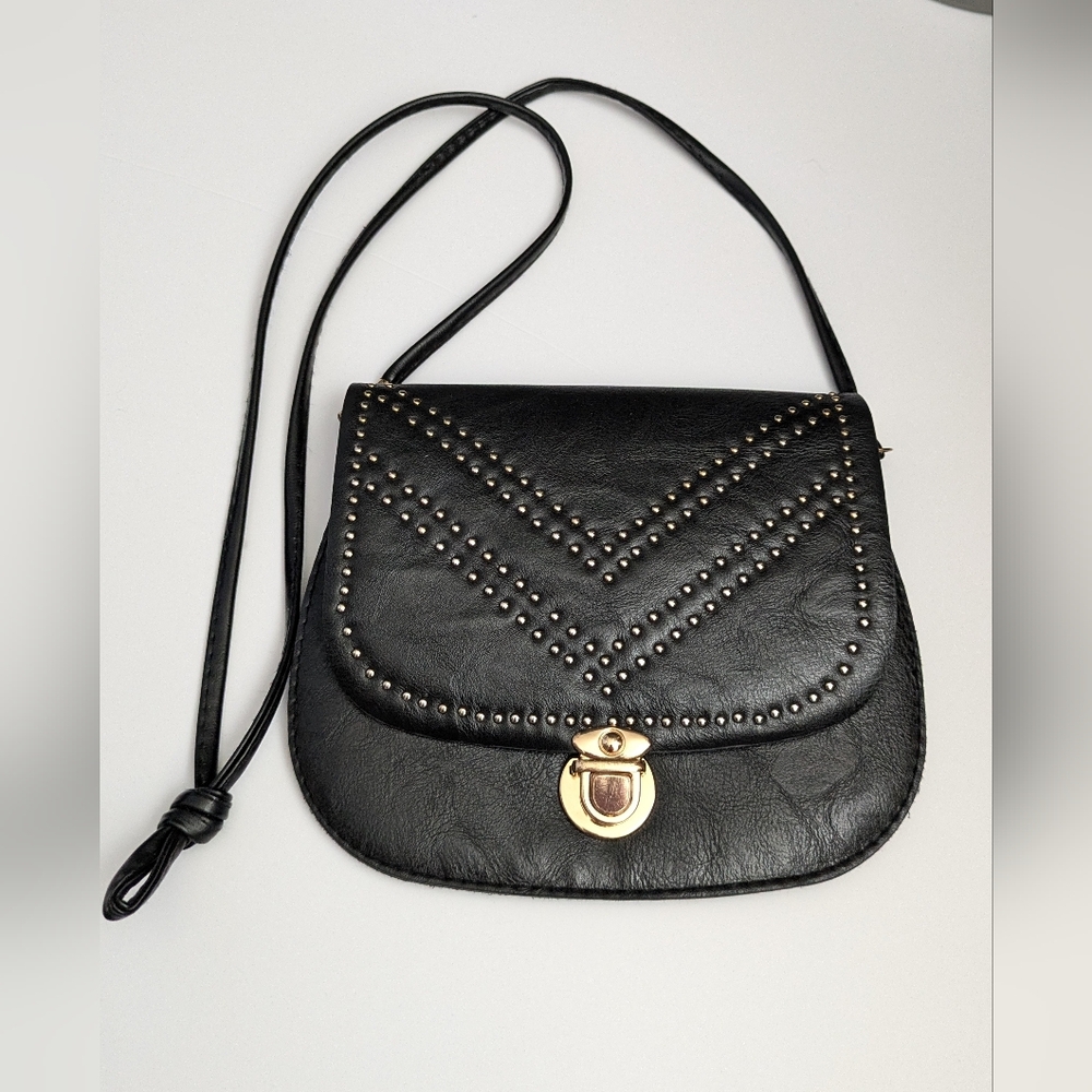 Cute Black Studded Cross Body Bag Purse Bohemian Grunge Goth Casual - Picture 2 of 14